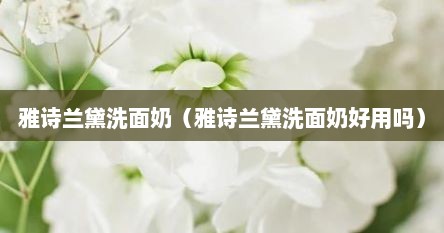 雅诗兰黛洗面奶（雅诗兰黛洗面奶好用吗）