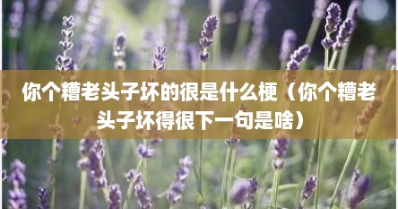 你个糟老头子坏的很是什么梗（你个糟老头子坏得很下一句是啥）