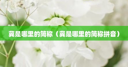 冀是哪里的简称（冀是哪里的简称拼音）