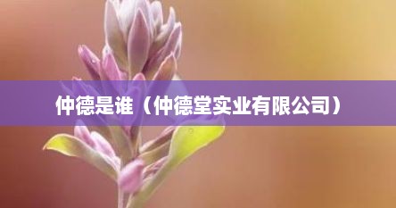 仲德是谁（仲德堂实业有限公司）