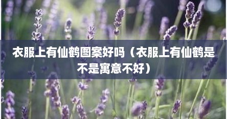 衣服上有仙鹤图案好吗（衣服上有仙鹤是不是寓意不好）