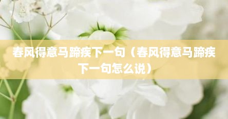 春风得意马蹄疾下一句（春风得意马蹄疾下一句怎么说）