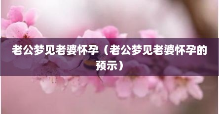 老公梦见老婆怀孕（老公梦见老婆怀孕的预示）