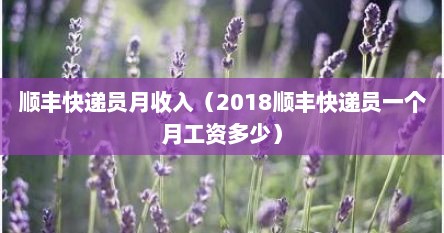 顺丰快递员月收入（2018顺丰快递员一个月工资多少）