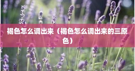 褐色怎么调出来（褐色怎么调出来的三原色）