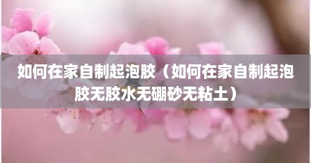 如何在家自制起泡胶（如何在家自制起泡胶无胶水无硼砂无粘土）