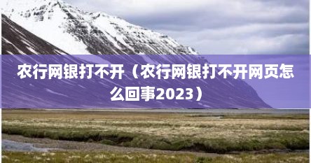 农行网银打不开（农行网银打不开网页怎么回事2023）