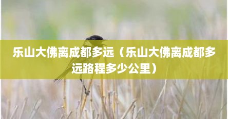 乐山大佛离成都多远（乐山大佛离成都多远路程多少公里）