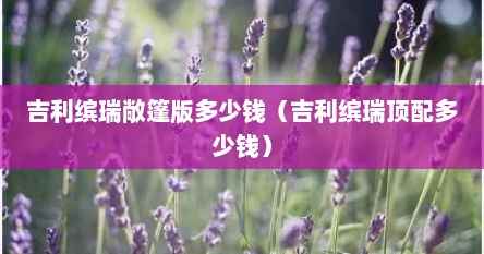 吉利缤瑞敞篷版多少钱（吉利缤瑞顶配多少钱）