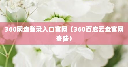 360网盘登录入口官网（360百度云盘官网登陆）