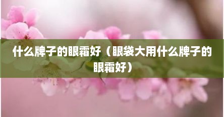 什么牌子的眼霜好（眼袋大用什么牌子的眼霜好）