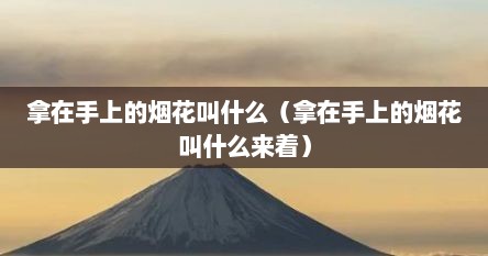 拿在手上的烟花叫什么（拿在手上的烟花叫什么来着）