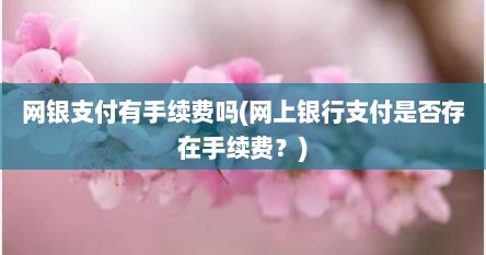 网银支付有手续费吗(网上银行支付是否存在手续费？)