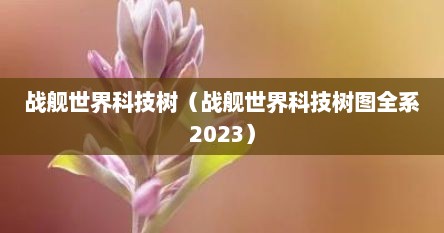 战舰世界科技树（战舰世界科技树图全系2023）