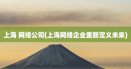 上海 网络公司(上海网络企业重新定义未来)