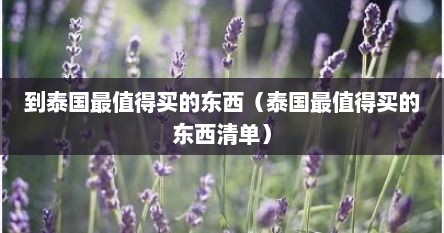 到泰国最值得买的东西（泰国最值得买的东西清单）