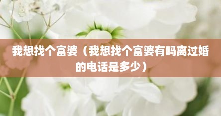 我想找个富婆（我想找个富婆有吗离过婚的电话是多少）