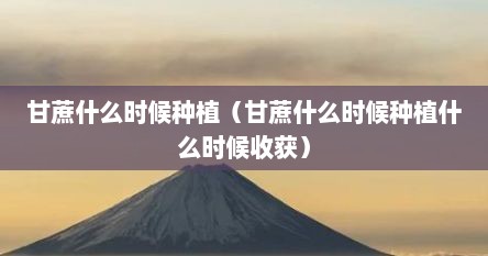 甘蔗什么时候种植（甘蔗什么时候种植什么时候收获）