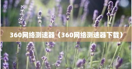 360网络测速器（360网络测速器下载）