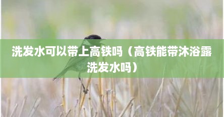 洗发水可以带上高铁吗（高铁能带沐浴露洗发水吗）