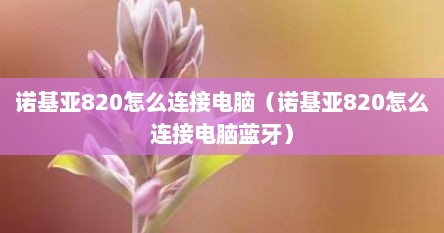 诺基亚820怎么连接电脑（诺基亚820怎么连接电脑蓝牙）