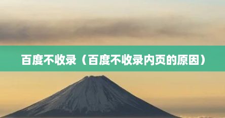 百度不收录（百度不收录内页的原因）