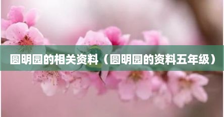 圆明园的相关资料（圆明园的资料五年级）