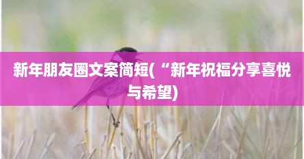 新年朋友圈文案简短(“新年祝福分享喜悦与希望)