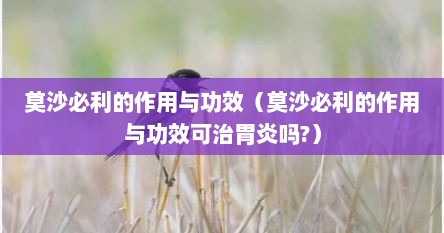 莫沙必利的作用与功效（莫沙必利的作用与功效可治胃炎吗?）