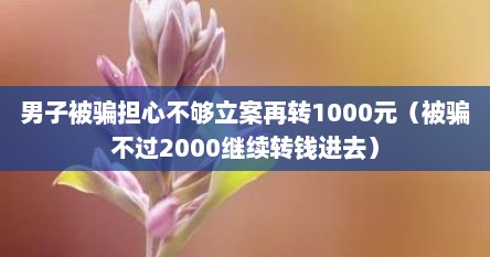 男子被骗担心不够立案再转1000元（被骗不过2000继续转钱进去）