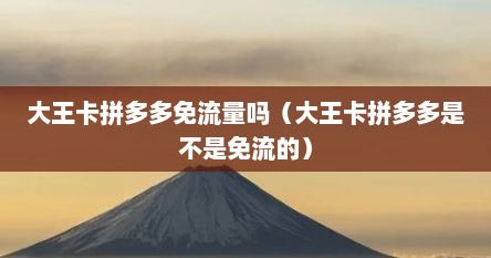 大王卡拼多多免流量吗（大王卡拼多多是不是免流的）