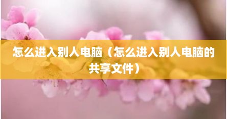 怎么进入别人电脑（怎么进入别人电脑的共享文件）