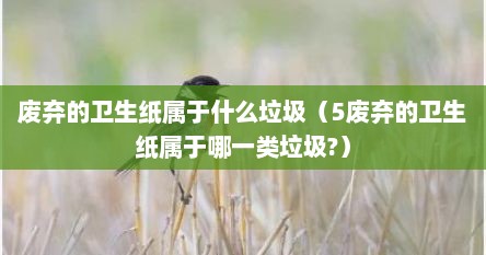 废弃的卫生纸属于什么垃圾（5废弃的卫生纸属于哪一类垃圾?）