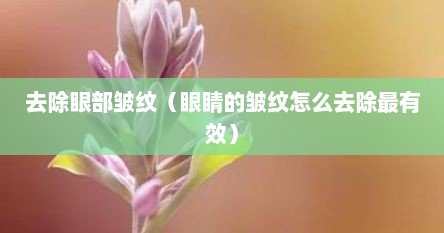 去除眼部皱纹（眼睛的皱纹怎么去除最有效）