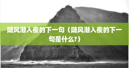 随风潜入夜的下一句（随风潜入夜的下一句是什么?）