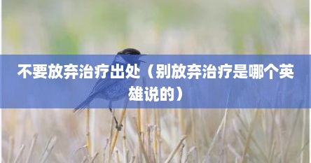 不要放弃治疗出处（别放弃治疗是哪个英雄说的）