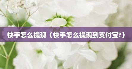 快手怎么提现（快手怎么提现到支付宝?）