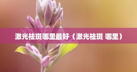 激光祛斑哪里最好（激光祛斑 哪里）