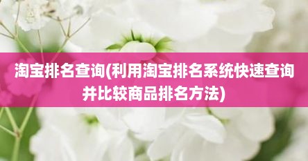 淘宝排名查询(利用淘宝排名系统快速查询并比较商品排名方法)