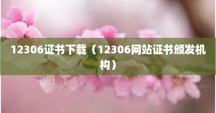 12306证书下载（12306网站证书颁发机构）