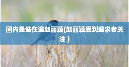 圈内是谁在追赵丽颖(赵丽颖受到追求者关注 )