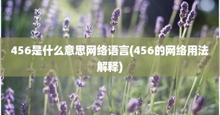 456是什么意思网络语言(456的网络用法解释)