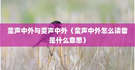 蜚声中外与斐声中外（蜚声中外怎么读音是什么意思）