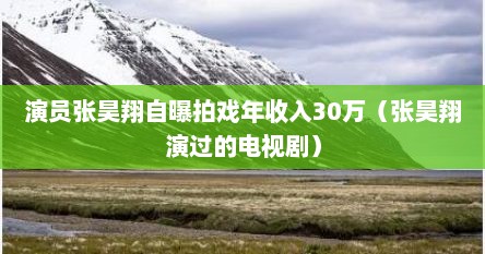 演员张昊翔自曝拍戏年收入30万（张昊翔演过的电视剧）