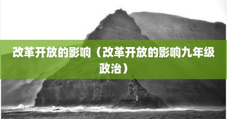 改革开放的影响（改革开放的影响九年级政治）