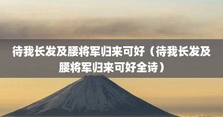 待我长发及腰将军归来可好（待我长发及腰将军归来可好全诗）