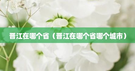 晋江在哪个省（晋江在哪个省哪个城市）