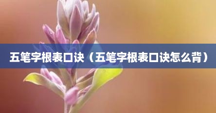 五笔字根表口诀（五笔字根表口诀怎么背）