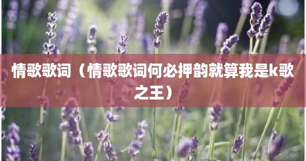 情歌歌词（情歌歌词何必押韵就算我是k歌之王）