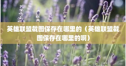 英雄联盟截图保存在哪里的（英雄联盟截图保存在哪里的啊）